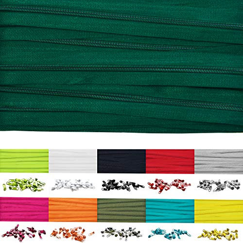 5m Endlosreißverschluss 5mm mit 10 zipper reißverschluss endlos Abgefulltes Grun