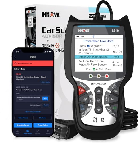 Innova 5210 OBD2 Scanner e lettore di codici motore, tester batteria, dati in tempo reale, reset olio, strumento diagnostico per auto per la maggior parte dei veicoli, Bluetooth compatibile con la
