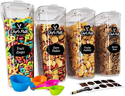 Chef's Path Aufbewahrungsbox-Set – Lunchbox, 8 Etiketten, Löffel-Set und Marker, Mehldose – Kunststoffdose BPA-frei (4 l) (4)