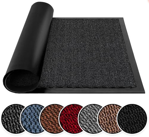 BLADO Washable Door Mats Indoor & Outdoor - Non-Slippery Heavy Duty - Stylish & Large Rubber - Perfect Dust Grabbing Doormats (Anthracite, 120cm x 180cm)
