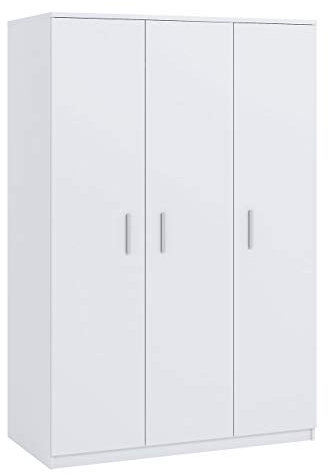 Mirjan24 Kleiderschrank Bianco 3D, 3-türig Schrank mit Einlegeplatten und Kleiderstangen, Drehtürenschrank, Dielenschrank Farbauswahl (Weiß)