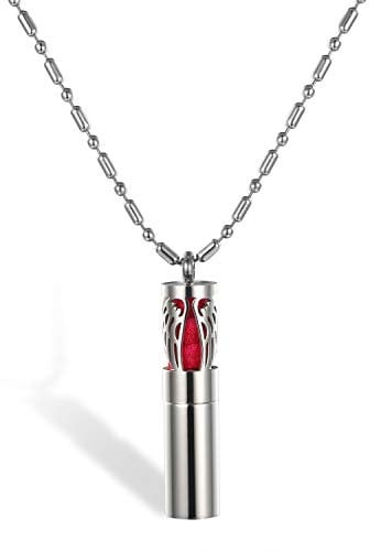 JewelryWe Bottle Necklace Diffuser Essential Oil Diffuser Pendant Aromatherapy Necklaces Stainless Steel Perfume Bottle Pendant Necklaces for Men Women