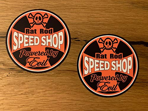MG079 / 2 Evil Rat Rod Aufkleber 8cm Hotrod Speed Shop Sticker USA V8 Rust Rost Ratte Oldtimer Auto Vintage Oldschool Retro Kult