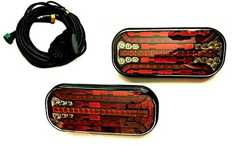 MelTruck® 2x 6-functional LED Rückleuchte dynamische Blinker 5 PIN Bajonett mit Kabel 5m