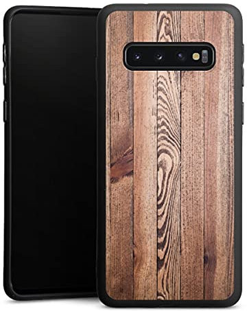 DeinDesign Premium Silikon Hülle kompatibel mit Samsung Galaxy S10 Handyhülle schwarz Case Holzoptik Holz Muster