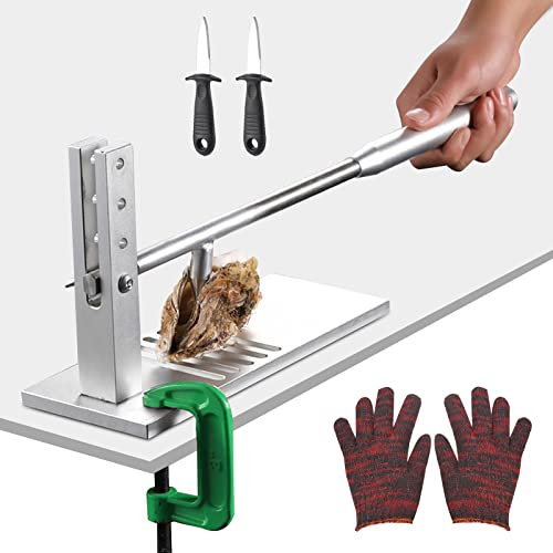 Oyster Shucker,Edelstahl Oyster Opener Tool Set Auster Opener Austern Messer Austernöffner Meeresfrüchte Werkzeuge, Profi Austernschäler Mit1 Schnittfeste Handschuhe, 2 Austernmessern