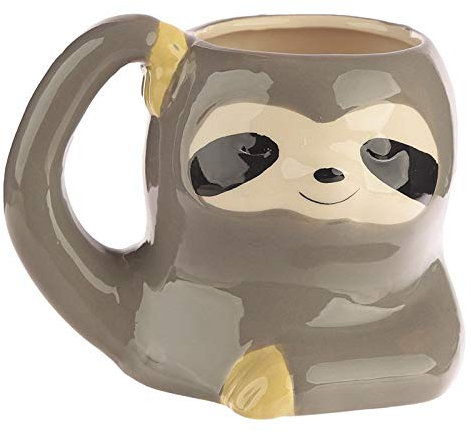 Caribou Living Grey Sloth Ceramic Mug - 480ml Novelty 3D Cup for Hot Drinks, Tea, Coffee, and Hot Chocolate