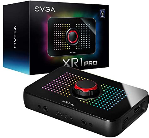 EVGA XR1 Pro Capture Card, 1440p/4K HDR Capture/Pass Through, Certified for OBS, USB 3.1, ARGB, Audio Mixer, PC, PS5, PS4, Xbox Series X and S, Xbox One, Nintendo Switch, 144-U1-CB21-LR