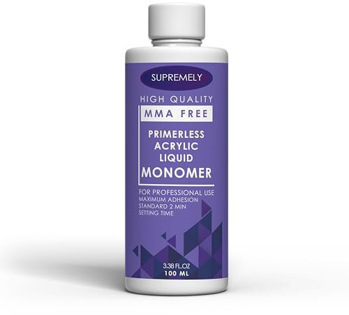 Acrylic Liquid Monomer Professional Salon MMA-FREE Non-Yellow | Medium Drying Time Maximum Strength Adhesive Nail Extension | Used for Natural Nails and Fake Nails Purple 100ml By Supremely