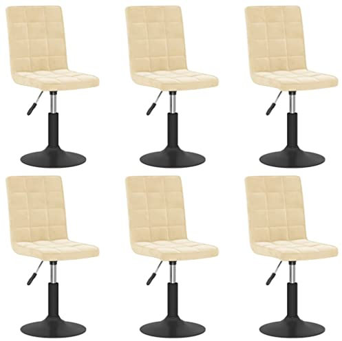 vidaXL 6X Esszimmerstuhl Drehbar Höhenverstellbar Küchenstuhl Polsterstuhl Essstuhl Stuhl Drehstuhl Lehnstuhl Stühle Esszimmerstühle Creme Samt