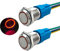 Aiqeer 2 Piezas 16 mm Interruptores de Botón Momentáneo, 12V / 24V 5A Interruptor de Botón LED Rojo, Interruptor Pulsador Metálico Impermeable, con Enchufe Precableado