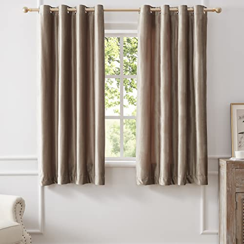 Bulbul Samtvorhänge, Graubraun, 160 cm, luxuriös, elegant, Wohn-/Schlafzimmer, Verdunkelung, Privatsphäre, modern, wärmeisoliert, schalldicht, Raumverdunkelung, klassisch, 2 Stück