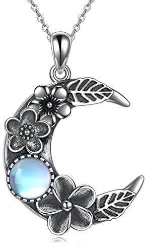 VENACOLY Mond Kette 925 Sterling Silber Mondstein Mond Anhänger Halskette Geburtstag Schmuck Weihnachten Geschenke für Damen Frauen