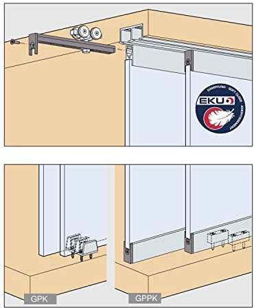 Hawa Clipo 36 GPK IS Schiebetürbeschlag für 1 Glasschiebetür (Innenfront) bis 36kg