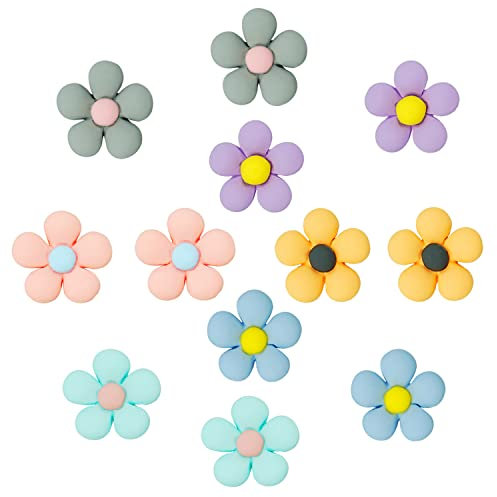 Miesherk 12 Stück Blumen-Schuhanhänger für Croc, Gänseblümchen, Kirschblüten, Blumen-Karikatur-Schuhanhänger, Gartenschuh-Dekorationszubehör für Frauen