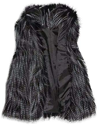 Blingko Gilet Veste à Capuche en Fausse Fourrure Gilet Long Manteau sans Manches Femmes Hiver Chaud Vestes Mode Couleur Unie Gilet Femme Chic et Elegant