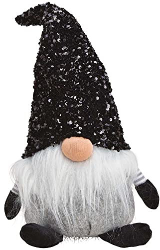 G. Wurm Weihnachtsdeko Wichtel schwarz | Weihnachtswichtel mit Pailletten | Dekofigur (48cm schwarz)