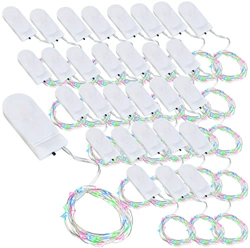 Lunartec Mini Lichterkette Sterne: 30er-Set LED-Lichterdraht mit je 24 Mikro-LEDs, je 1,2 m, IPX4, RGB (LED-Draht-Lichterkette Batterie, LED-Micro-Lichterkette Draht, Weihnachtsbaum)