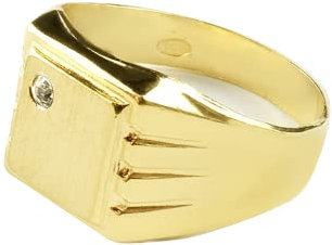 AceLine Siegelring Zirkonia Damen Herren 925 Silber, Signet Ring, 18K vergoldet, made in Italy (56)