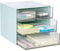 Umtiti Schreibtisch-Aufbewahrung, Make-up-Aufbewahrungsbox mit 4 Schubladen, Kunststoff, Bürobedarf, Schreibtisch-Organizer für Büro, Schule, Zuhause und Badezimmer (Blau)