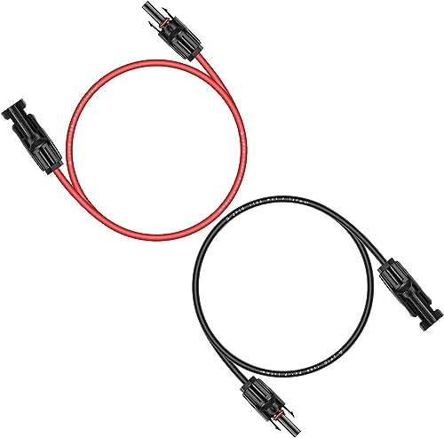 iGreely Solarkabel 4mm2 mit Solarstecker, 2 x 1M Rot und Schwarz PV Kabel 4mm2, Solarkabel Verlängerung für Solaranlage (1M)