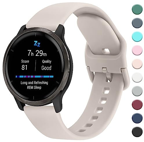Vancle für Garmin Venu 2 Armband für Damen Herren,22mm Silikon Sport Ersatzarmband Uhrenarmband für Garmin Vivoactive 4 Armband/Forerunner 255 Music 46mm Armband(Starlight)