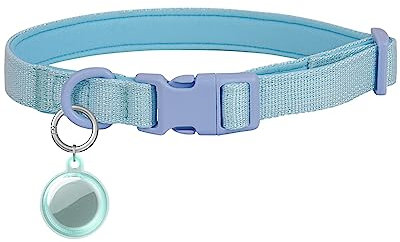 Aecllcea Airtag Halter Hundehalsband für Klein Mittel Groß, Airtag Hundehalsband Halter Wasserdicht, Weich Gepolsterte Hundehalsbänder mit TPU Air Tag Gerät, Air Tag Hundehalsband wasserdichte.(S,