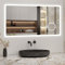 Biubiubath 120x70cm LED Badspiegel mit Uhr,Touch und 3X Vergrößernder Kosmetikspiegel,Badspiegel mit Beleuchtung,Beschlagfrei,Badezimmerspiegel mit 3 Lichtfarbe 3000-6000K Dimmbar,IP44