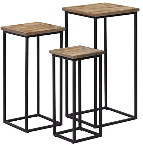Furniture 3-teiliges Pflanztisch-Set aus recyceltem Teakholz