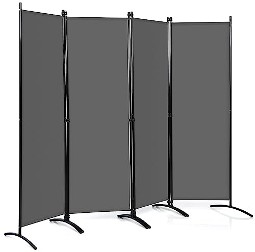 GIANTEX Raumteiler Trennwand Sichtschutz 4 teilig 220x173 cm Raumtrenner Paravent klappbar Spanische Wand freistehend mit Breiten Füßen Stellwand faltbar aus Stoff Blickdicht Privatschutz
