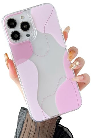 DEFBSC Compatible with iPhone 15 Pro Case, Transparent Color Mix Aesthetic Design Soft TPU Bumper Slim Thin Shock-Absorbing Protective Phone Cover - Pink