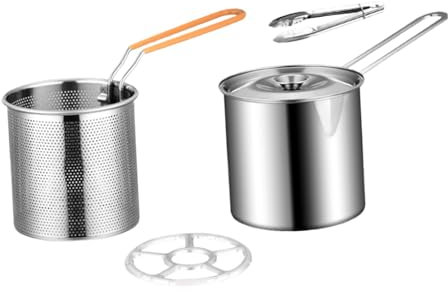 kowaku Olla freidora de Acero Inoxidable, sartén de Cocina, sartén Japonesa Tempura para Exteriores, con Rejilla para ollas