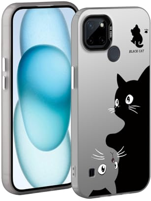 YUXING Funda para Realme C21Y / C25Y - Carcasa Teléfono Móvil Antichoque Delgada Patrón Artístico Fresco Bumper Slim Case Cover (Cat)