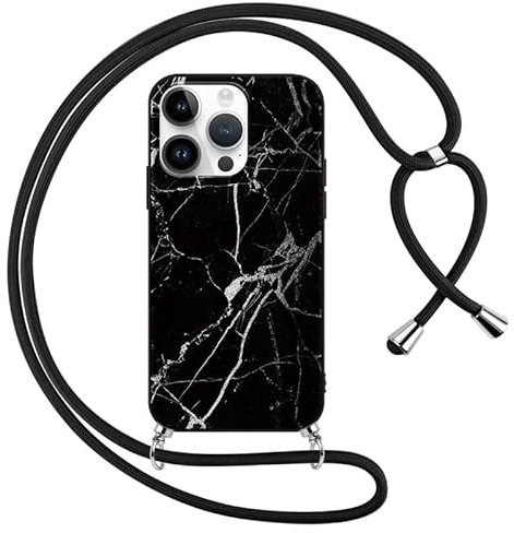 Foonary Handykette Hülle mit Band für Apple iPhone 11 Pro Max 6,5 Handyhülle, Aesthetic Kette Necklace Case mit Kordel zum Umhängen Silikon Schutzhülle Cover Schnur für iPhone 11 Pro Max, Marmor 1