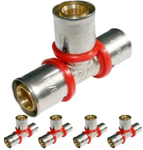 Suinga 5 x T pour tube multicouche 16 mm pour utilisation avec une presse, gris