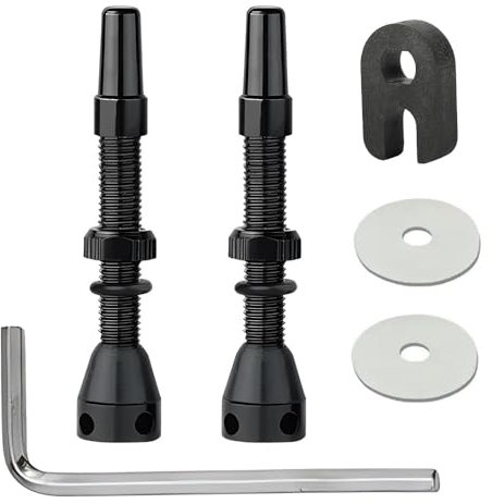 Saipor 2pcs 44mm Presta Tubeless Valve Stem Aluminum Alloy Tubeless Valves with Presta Valve Core Remover Tool and Valve Stem Caps for Tubeless Tires Road MTB Bike