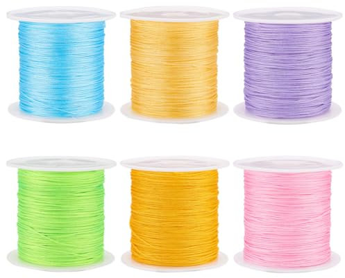 Cheriswelry 6 Rolls 0.6mm Nylon Beading String Mixed Color Chinese Knot Cord Jewelry Cord for Macrame Bracelet Jewelry Making