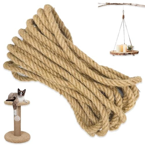 Corda di Luta, Corda di Canapa Lunga, Corda di Iuta Spessa, Corda Artigianale di Iuta, Corda per Corrimano, per il Fai da te, la Decorazione Della Casa, L'artigianato e i Fasci (10mm×10M)