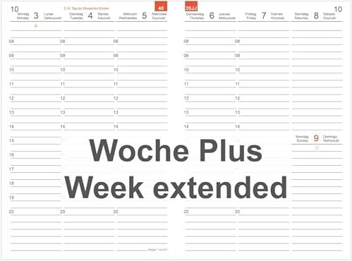 X17- A5 Wochenkalender-Wochenplaner Nachfüllpack | „Classic Plus“ 2025, 2 Hefte à 6 Monate, inkl. Memokarte. Nur passend für das X17-System. Made in Germany