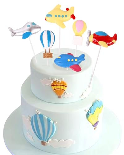 ZOSIGN Flugzeug Cake Topper, 6 Stück Flugzeug Deko Kuchen, Flugzeug Themen Geburtstagsparty, Flugzeug Deko Geburtstag, Ausgewählte Tortendeko für Babyparty, Kinder Junge Mädchen