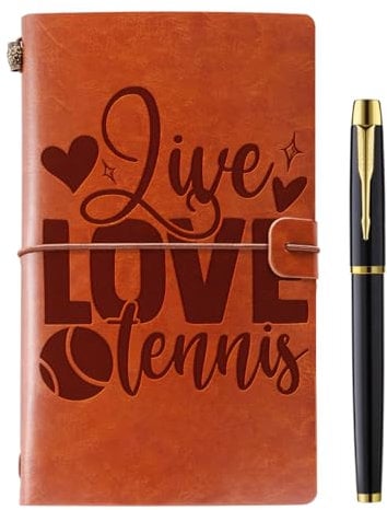 Tennis Gifts Leder-Tagebuch, Notizbuch, Tennis-Geschenke für Frauen, Geschenke für Tennisliebhaber, Tennis-Liebhaber, Geschenke für Männer, Frauen, Freunde, Trainer, Tennisspieler