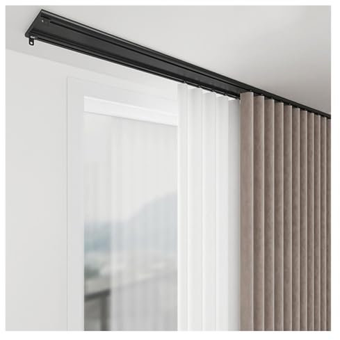 Deckenmontage Vorhangschiene Raumteiler Gardinenschiene Schienensystem Für Zimmer, Balkone, Büros(Black,400cm(4 * 100cm))