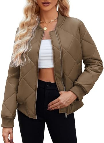 Neineiwu Klassische bomberjacke damen Kurze Blouson Jacke Casual Pilotenjacke leichte Sweatjacke damen