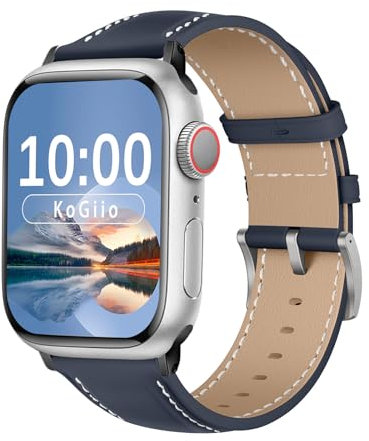KoGiio Correa Compatible con Apple Watch 46mm/42mm/44mm/45mm/49mm, Correa de Cuero Hombres y Mujeres, Correa de Repuesto Compatible con Apple Watch Series 10/9/8/7/6/5/4/3/2/1/SE/SE 2/Ultra 2/Ultra