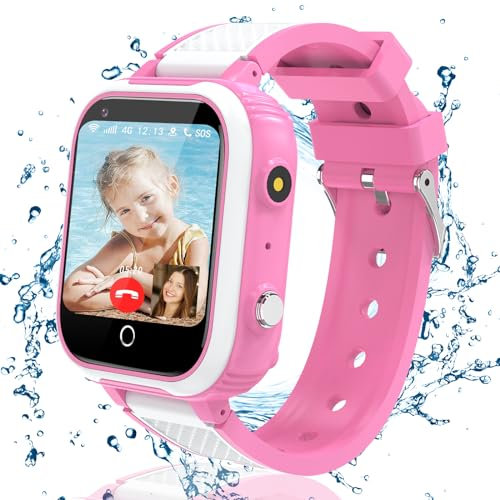 Ruopoem Montre Connectée Enfant 4G Appel Vidéo, Montre GPS Enfant Tracker avec Chat Familial SOS Appareil Caméra IP68 Mode Classe Jeux Réveil, Montre Intelligente Enfant Cadeau pour Filles et Garçons