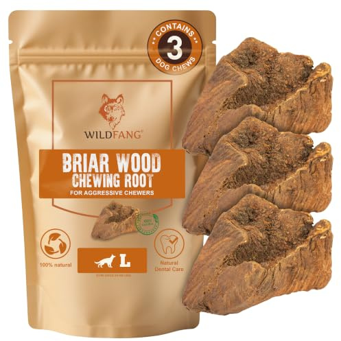 Wildfang® Tree Heather Dog Chew Root, Small - Natural Dog Chews from Briar Wood for Aggressive Chewer, Puppy Chew Toys for Dogs Dental Health (For Dogs Under 15 kg), Pack of 3