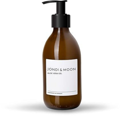 JONDI&MOON Aloe Vera Gel - Nachfüllbares Aloe Gel - Erfrischend - Feuchtigkeitsspendend - Beruhigend - 250ml Glasflasche