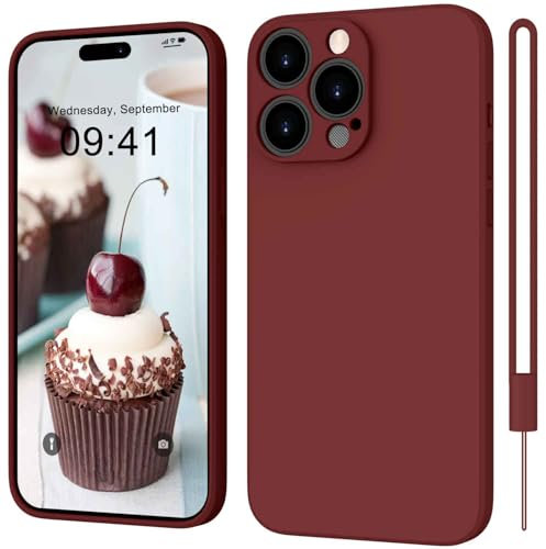 ORDA for iPhone 15 Pro Case Silicone Camera Protection Ultra Slim Case Soft Gel 15 Pro Cover Rubber Lightweight Anti-Scratch Phone Case Compatible for iPhone 15 Pro 6.1 Inch Wine Red