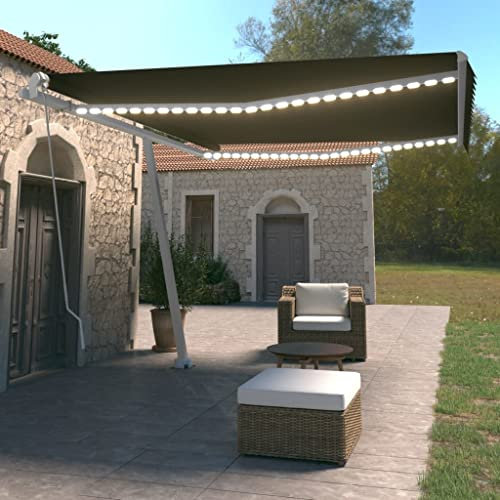 Lawn & Garden Manuell einziehbare Markise mit LED 450x350 cm Anthrazit Outdoor Living