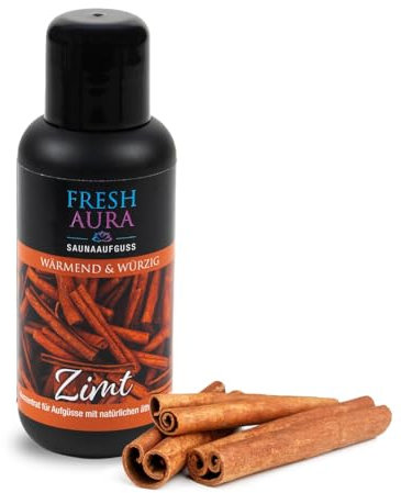 FRESH AURA Saunaaufguss Konzentrat – Sauna Aufgussmittel Zimt – Sehr ergiebiger und langanhaltender Saunaduft – Wärmen und Würzig | Made in Germany (100ml)